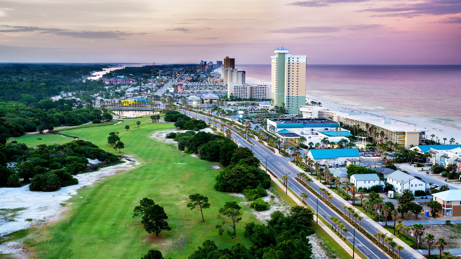 Front Beach Road, Panama City Beach at sunrise